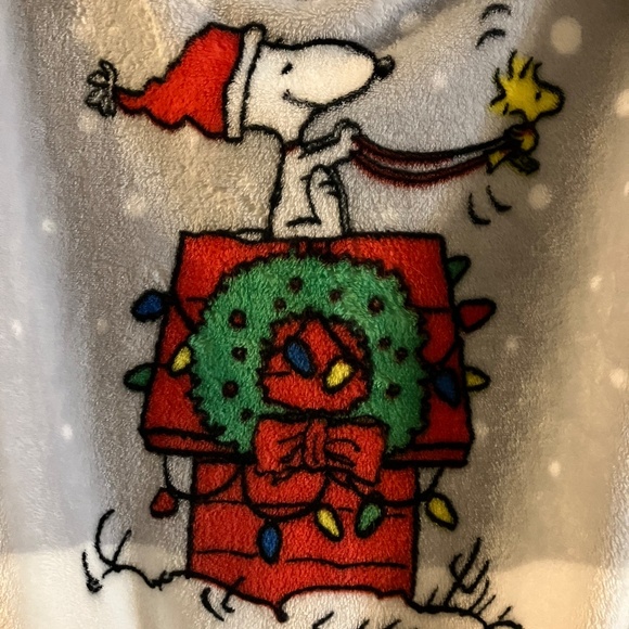 PEANUTS SNOOPY & WOODSTOCK PLUSH XMAS PULLOVER HOODIE SIZE SMALL - Picture 3 of 7